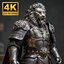 photo of a warrior with metal lion themed armour, highly detailed, 4 k, hdr, smooth, sharp focus, high resolution, award - winning photo