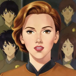 headshot of scarlett johansson, starfleet officer, kyoto animation still, finely illustrated face, intricately detailed features, digital painting, makoto shinkai, painted by ilya kuvshinov and katsura masakazu and alphonse mucha and satoshi kon