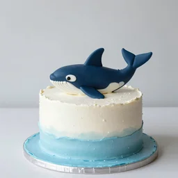 birthday cake decorated with orca motif