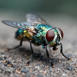 high quality macro close-up metallic tachinid fly! gorgeous highly detailed hannah yata elson peter cinematic turquoise lighting high quality low angle hd 8k sharp shallow depth of field
