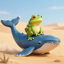a frog riding a whale in the desert, photorealistic, digital art, trending on artstation, 8 k resolution, hdr, depth of field, soft focus