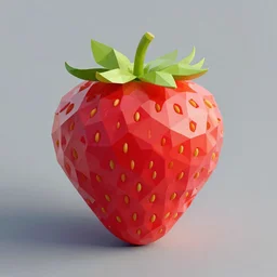 a geometric low poly strawberry, by mark li