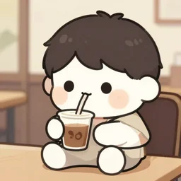 cute fumo plush of a guy who has had way too much caffeine, anime, coffee