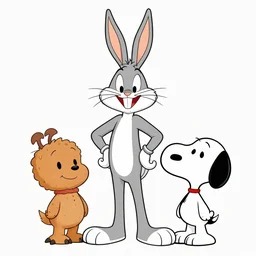 a highly detailed vector picture of bugs bunny and captain cruch and snoopy and bender playing poker, octane render, 4 k resolution, trending on artstation, masterpiece