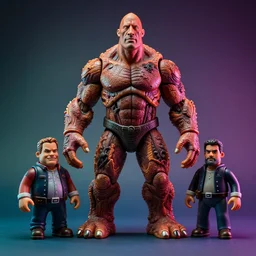 cronenberg flesh monster dwayne johnson by wayne barlow and greg rutkowski and donato giancola, action figure, sofubi, studio lighting, colored gels, colored background, xf iq 4, 1 5 0 mp, 5 0 mm, f 1. 4, iso 2 0 0, 1 / 1 6