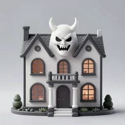 a ghost house with a demonic face. 1 9 8 0's horror movie, poltergeist