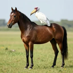 shoebill merged with horse, anatomically correct, 8 k