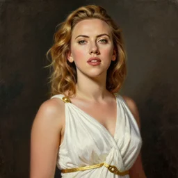 Scarlett Johansson as a beautiful Greek Godess, Painting,