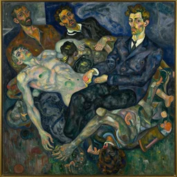 a painting of a pile of bodies by egon schiele with influence of zdzisław beksinski, alfred kubin, oskar kokoschka, and egon schiele