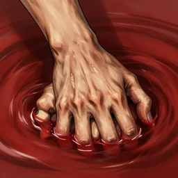 guts from berserk submerged in red water, extremely detailed, made by Naranbaatar Ganbold