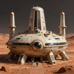 a beautiful highly detailed matte painting of a huge derelict Mars base, Space base, Star Trek by Jose Daniel Cabrera Pena and Leonid Kozienko, concept art