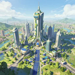 solarpunk city, artstation, unreal