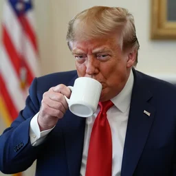 Donald trump drinking his morning covfefe, award-winning photograph