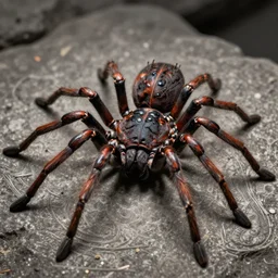 photorealistic rendering of demonic spider the style of michael whelan and gustave dore. hyperdetailed photorealism by greg rutkowski, 1 0 8 megapixels, cinematic lighting.