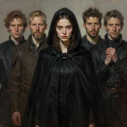 perfectly - centered - portrait of a beautiful woman wearing black cloak, intricate, highly detailed, digital painting, artstation, concept art, sharp focus, illustration, oil painting, unreal engine 5, 8 k, art by artgerm and james jean and greg rutkowski and sam spratt