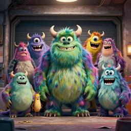 a garage of mad hungry monsters, realistic, extremely detailed, sharp focus, wide view, smooth, digital illustration, intense colors, octane render, unreal engine 6, ray tracing, by james jean, by rossdraws, by frank franzzeta, by mcbess, by sakimichan, by brosmin, by danton fadeev, by steve simpson