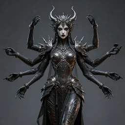 dark dothic goddess with six arms, intricate armour made by Stanley Artgerm Lau, WLOP, Rossdraws, ArtStation, CGSociety, concept art, cgsociety, octane render, trending on artstation, artstationHD, artstationHQ, unreal engine, 4k, 8k,
