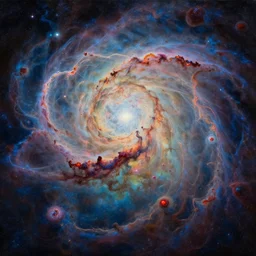an abstract oil painting of an unbelievably beautiful space nebula; hyper-detailed; an extraordinary masterpiece!!!; flawless; trending on artstation