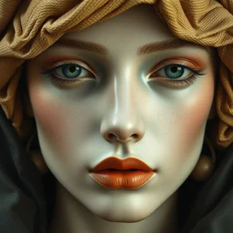 close up of face of female fashion model, by auguste rodin, valentino, highly detailed