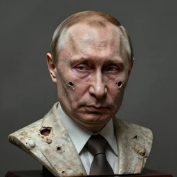 bust of vladimir putin full of holes on face, mold, trypophobia, horror, creepy, agony, hyper - detailed