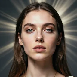 photo - realistic single close - up portrait of a goddess by irakli nadar and beeple, god rays