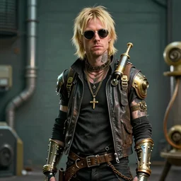 futuristic kurt cobain, steampunk