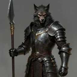 portrait, werewolf man, wearing a dark heavy plate armor, wielding halberd, rpg game, main character, detailed, digital painting, artstation, sharp focus, illustration, artgerm, tomasz alen kopera, peter mohrbacher, donato giancola, joseph christian leyendecker, wlop, frank frazetta