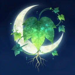 leaf moon night vine leaves magic roots vivid beautiful trending on artstation