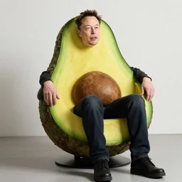 elon musk as an avocado chair