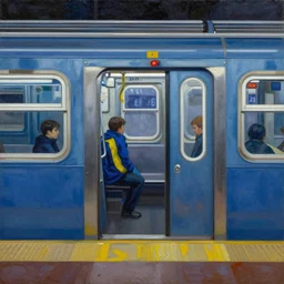 painting of new york subway by piet mondrian