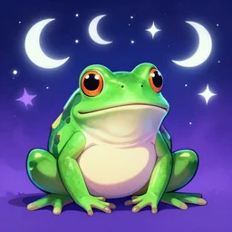 portrait of a magical frog, wizard frog with stars and moons, blue purple green, digital art by artgerm and greg rutkowski