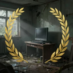 a computer sits in an abandoned room, derelict, atmospheric, misty, mysterious, apocalyptic, ultra - realistic, artstation award, sketch, illustration, painting