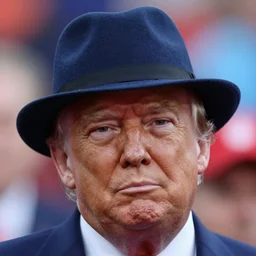 a close up shot of donald trump wearing a hat, bokeh, portrait, nikon d 7 5 0, f / 2. 8, colorful
