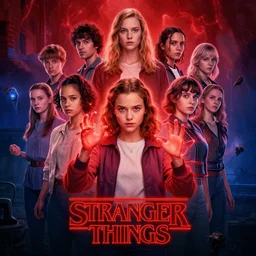eleven from stranger things using her powers, cinematic, epic