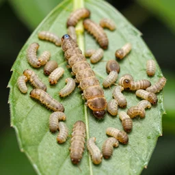 a plant full of larva, highly detailed photograph