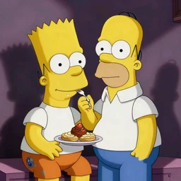 Bart Simpson eats Homer Simpson, realistic