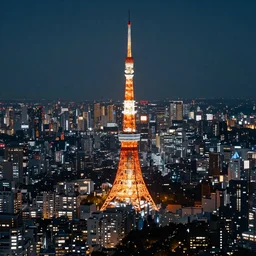 A incredibly detailed landscape of photorealistic, shift photography, Japan Tokyo Tower, tokyo city, summer night, sharp focus, octane