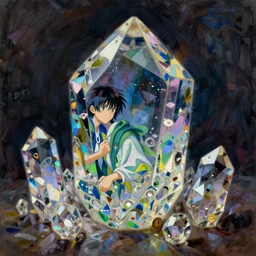 anime, crystal still life, intricate oil painting by greg rutkowski, trending on artstation