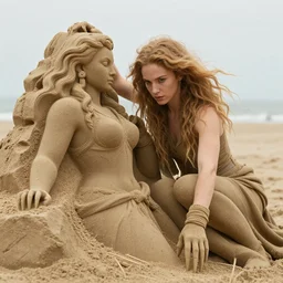 Dafne keen with claws as Sand sculpture