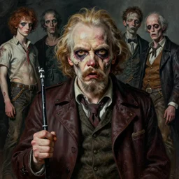 grotesque vladimir lenin zombie, by rutkowski and giuseppe arcimboldo, james jean and erik jones and rhads, ultradetailed, photorealistic details, full frame, trending artstation