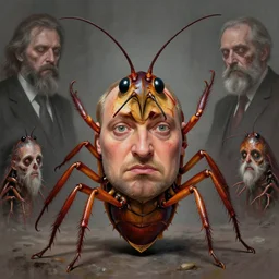 anthropomorphic cockroach, aleksandr lukashenko face, horror by donato giancola and greg rutkowski and wayne barlow and zdzisław beksinski, realistic face, digital art