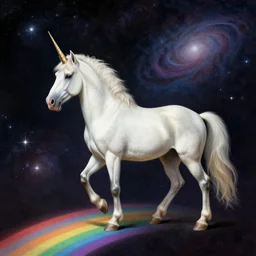a lonely unicorn walking on a rainbow in the universe in the style of Caravaggio, digital art, high quality, highly detailed, high coherence, anatomically correct, Caravaggio, concept art, marterpiece - 6