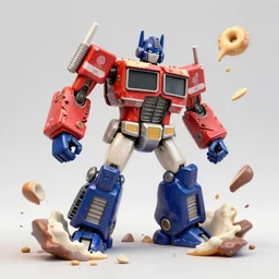 dissection of angry screaming ceramic toy Figure mechabot transformer sculpture falling apart, c4d, 3d primitives, in a Studio hollow, surrounded by flying parts, explosion drawing, by pixar, beeple, by jeff koons, blender donut tutorial,  joints, bolts, buttons