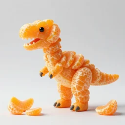 a dinosaur made with tangerine segments