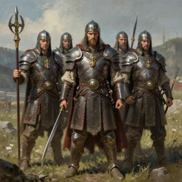 mascluine warriors of the barbarian kingdom, art by denys tsiperko and bogdan rezunenko, hyperrealism