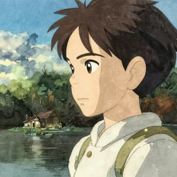 anime natalie portman, intricate watercolor side profile by studio ghibli