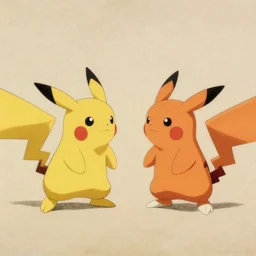 two pokemon fighting, traditional art, 1800, painting