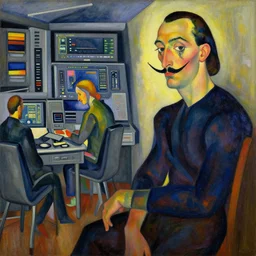 a beautiful painting cyberpunk jobs, by amedeo modigliani and salvador dali realistic oil painting