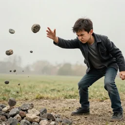 angry neighbour throwing rocks