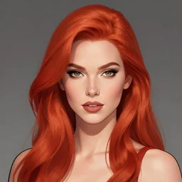 a woman with red hair, comic art by david aja and greg rutkowski